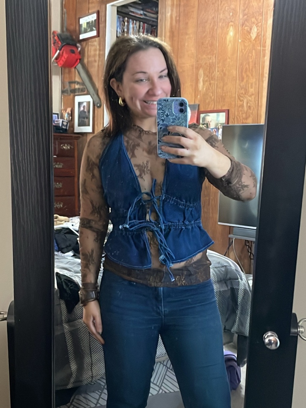 NWOT Amazon tie denim vest